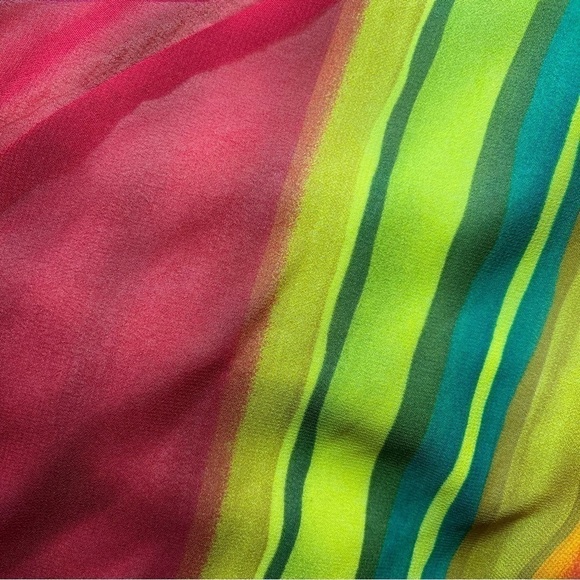 Vintage Y2K Resort Dress Phoebe Artsy Beach Neon Rainbow Stripes Vacay Jamaica - Picture 10 of 14